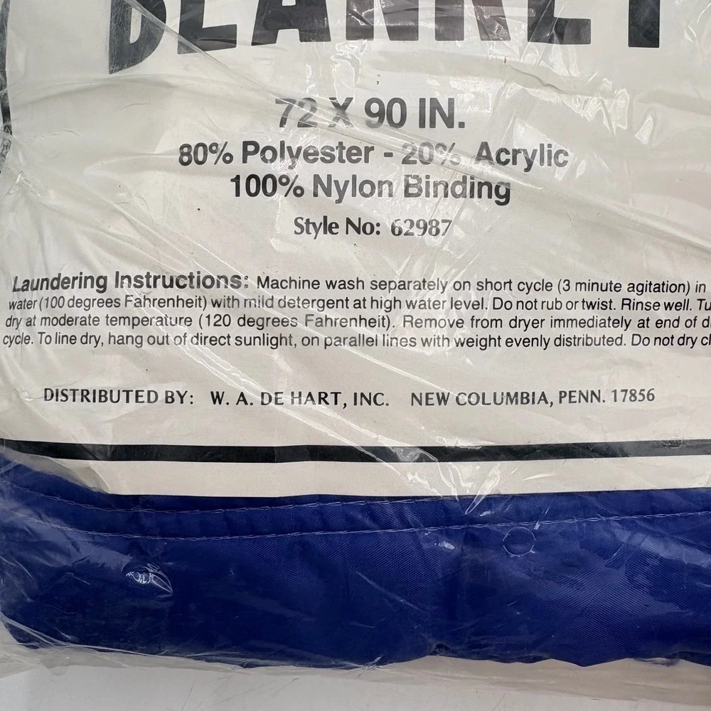 De Hart Penn State School Blanket Twin White Blue New Vintage Nittany Lions NOS